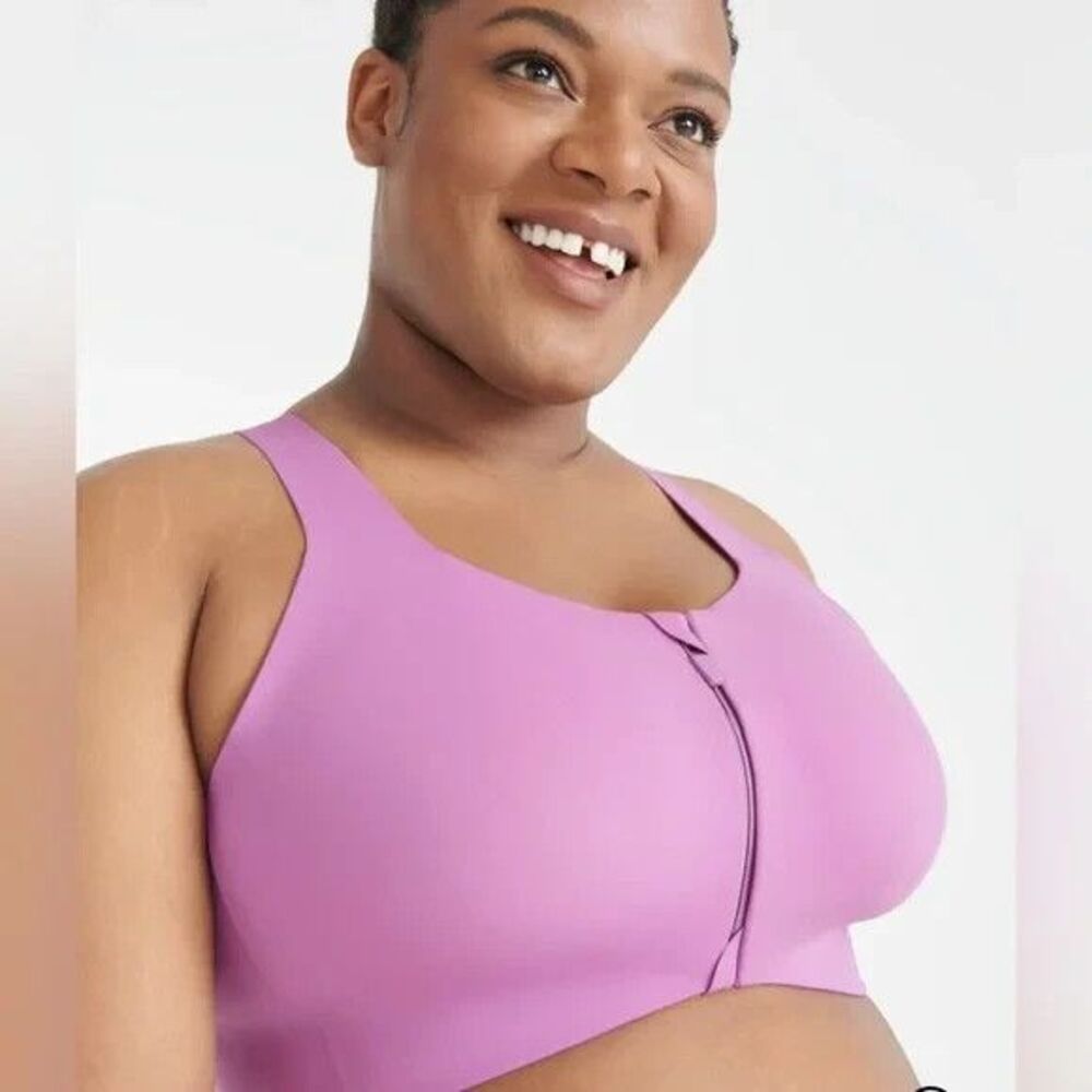 Knix Catalyst Sports Bra Amethyst Front Zip Size 8++  Fits 40G, 42G, 40H, 42H
